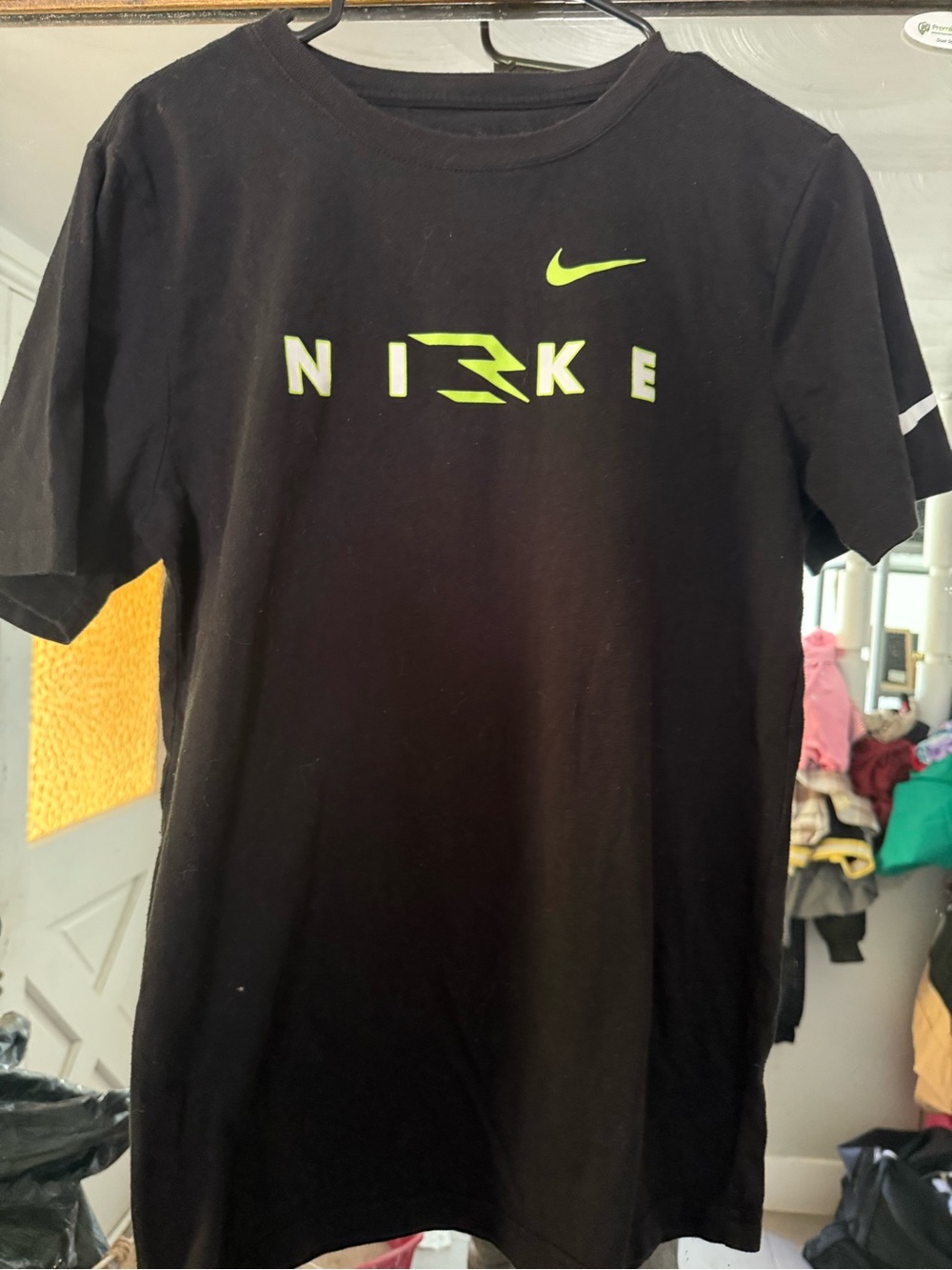 Nike Black Tee with Neon Yellow Swoosh